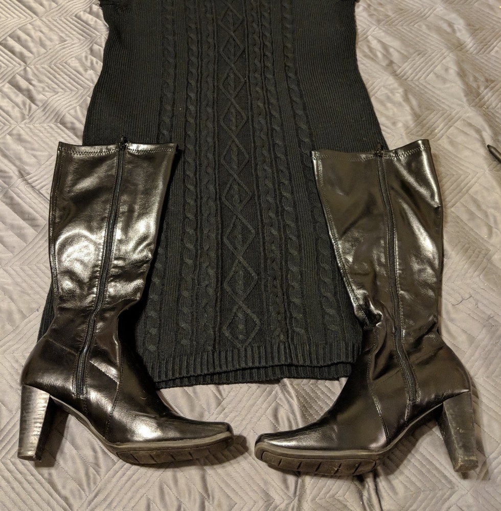 Black boots w/~2 inch heels